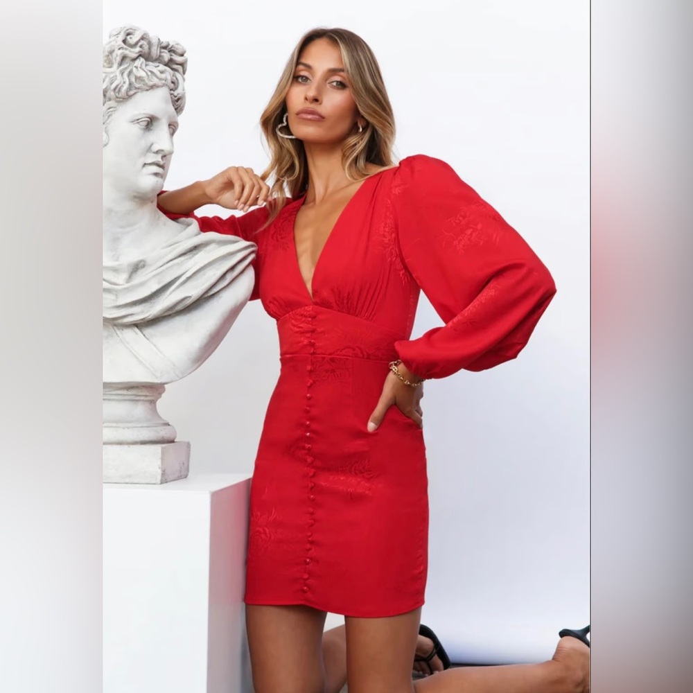 Hello Molly Red Long Sleeve Dress
